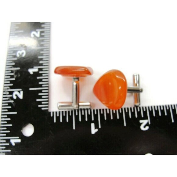 Teardrop Lucite Cufflinks Orange Hue Tux Shirt Dress Suit Vintage - Picture 8 of 9